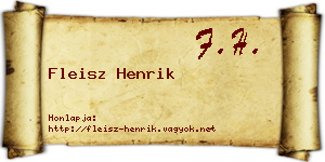 Fleisz Henrik névjegykártya